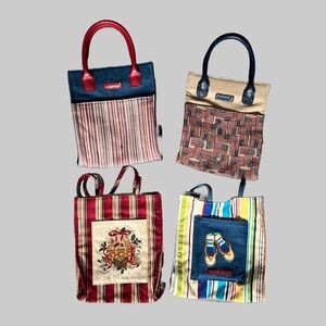 Longaberger Mini Tote Handbag Bundle NWOT Homestead Prints